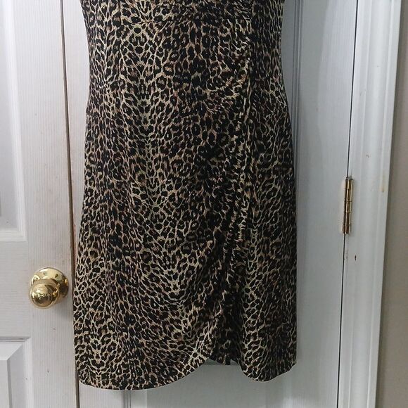 GK direct designed exclusively for Mary Kay cheetah print faux wrap dress Sz S - Picture 2 of 8